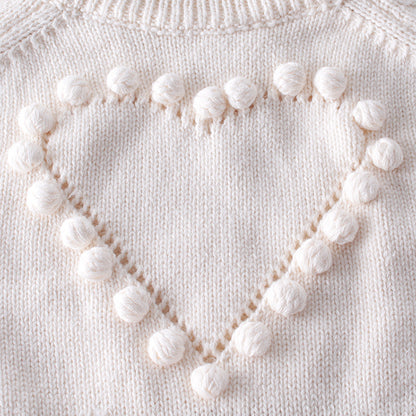 Baby Strickwolle Langarm-Bodysuit mit Handgemachtem Herz-Muster