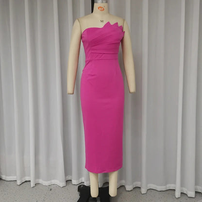Women's Fashion Pleated Skirt Waist Dress with Tube Top