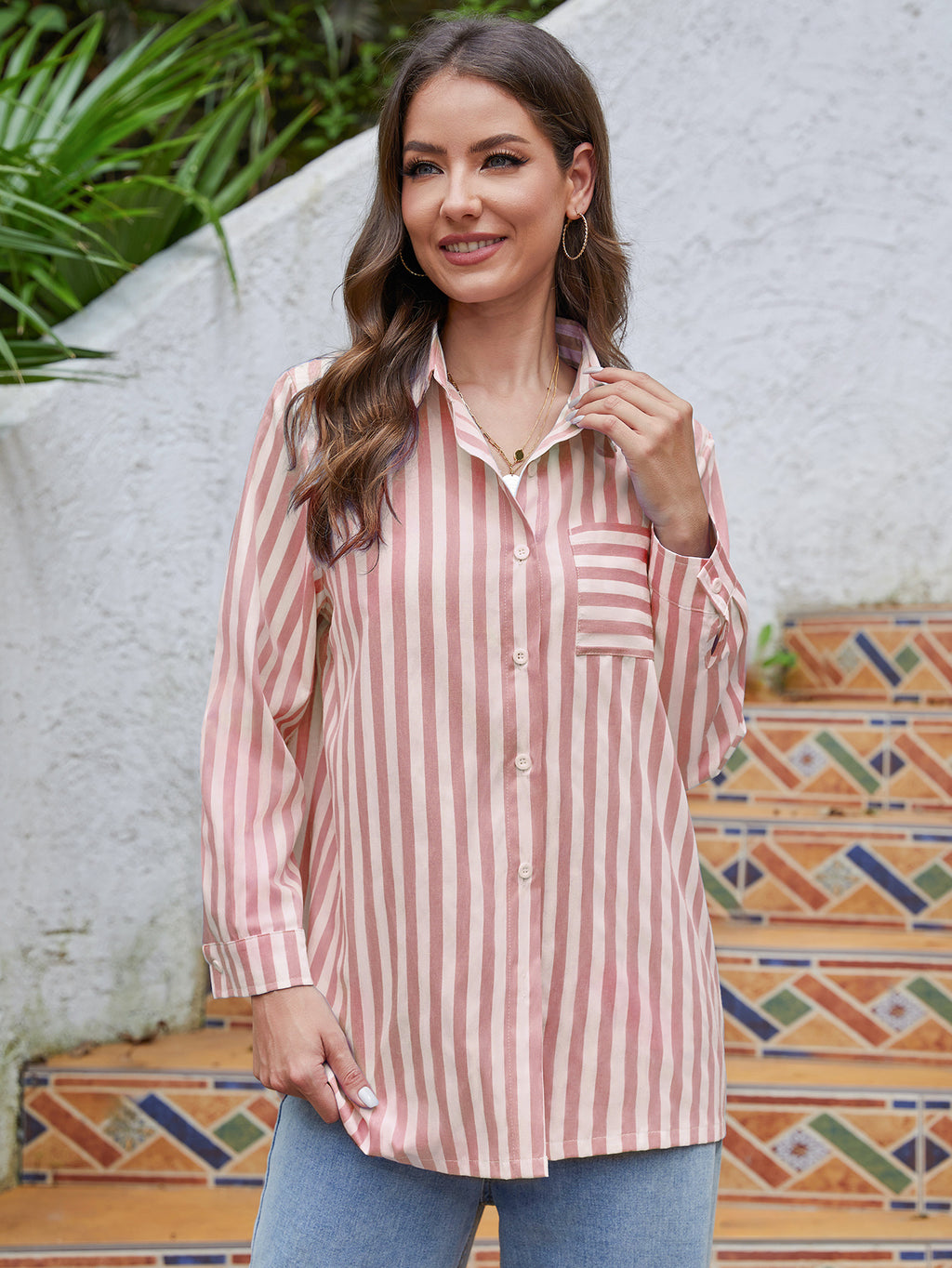 women's cardigan with striped pattern