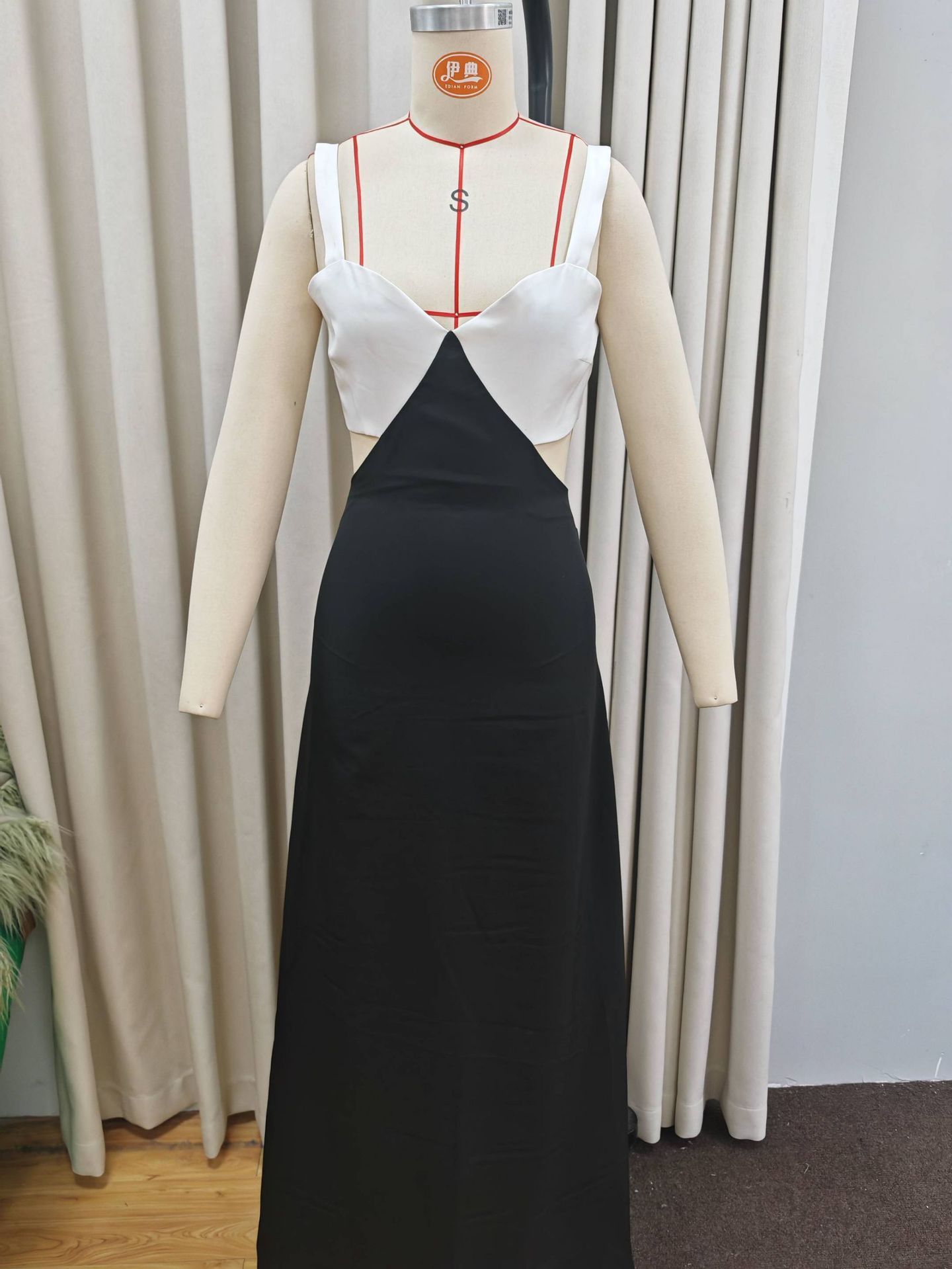 Farbkontrast Patchwork-Trägerkleid Damenmode