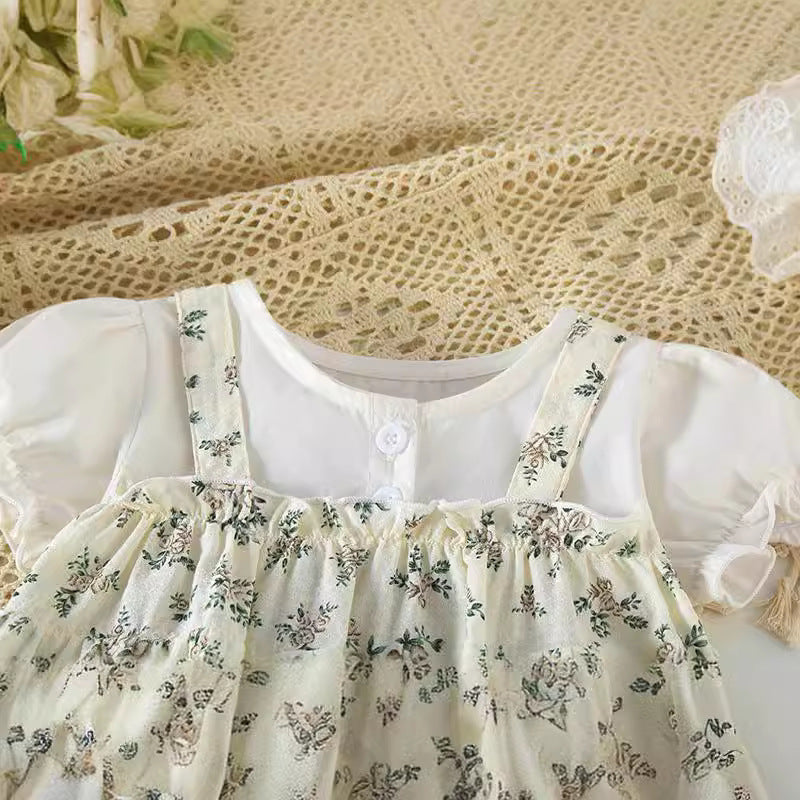 Sommerkleidung für Babys Prinzessin Super Süßer Dünner Body Bedruckter Kurzarm Internet-Promi-Strampler
