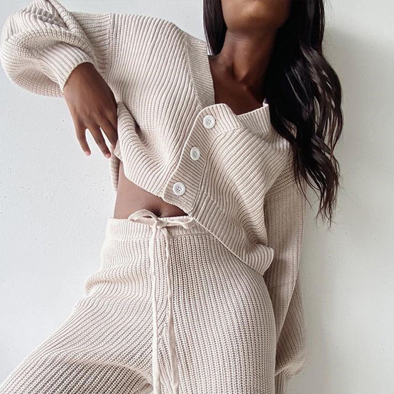 Mode Damen bekleidung Langarm Pullover und Hose Zweiteiliges Set