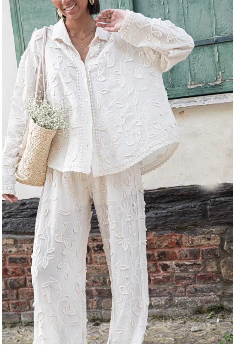 Women's Fashion Cotton Jacquard Two-piece Set