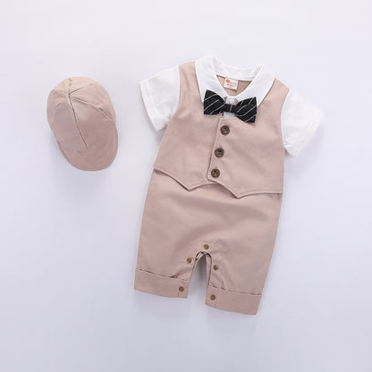 Modische Baby Kleidung Sommer Kurzarm Gentleman Jumpsuit Strampler