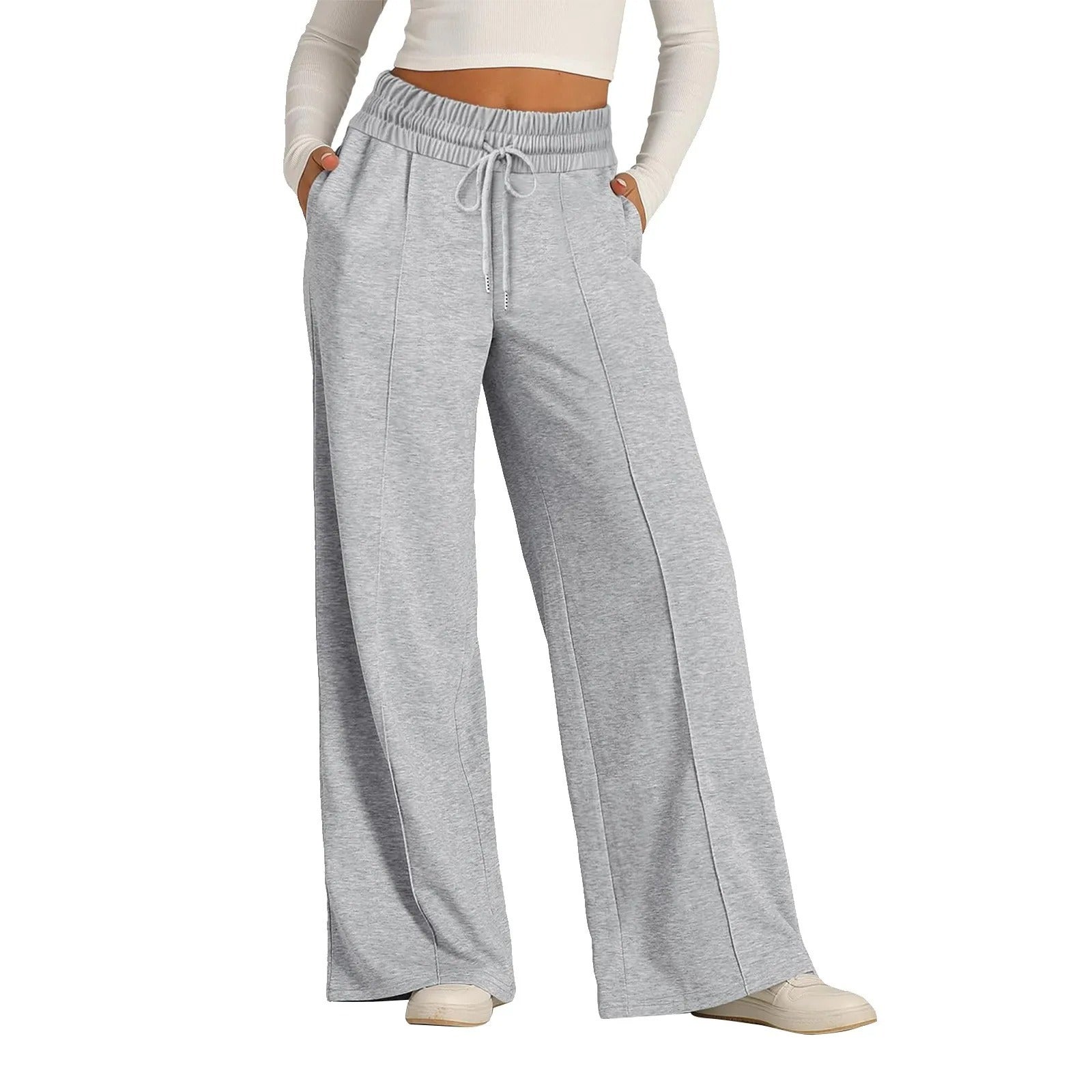 High-Waist Weite Bein Sweatpants
