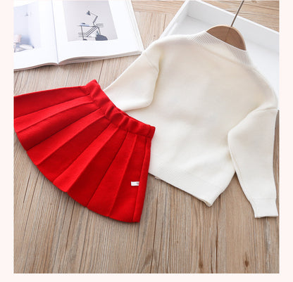 Zweiteiliges Baby Mädchen Minkwolle Pulloverkleid