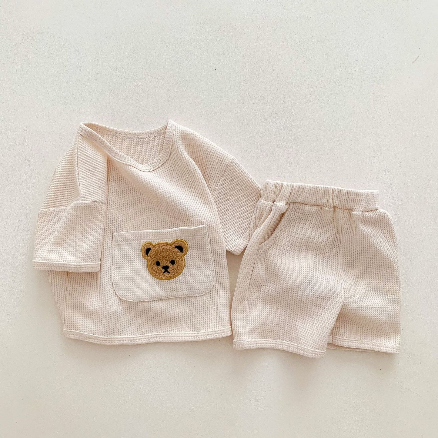 Unisex Baby Anzug Kleidung für Babys Sommer Zweiteiliges Waffelset