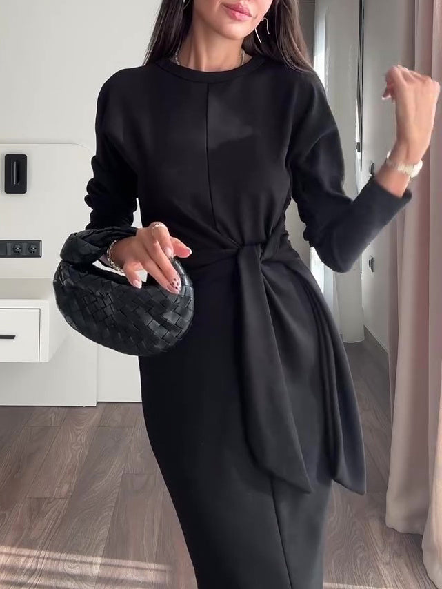 Langärmliges Strappy-Kleid einfarbig