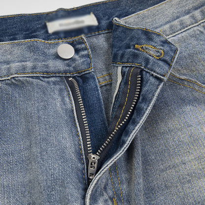 Punk Used Look zerrissene Buchstaben Denim Hose Herren