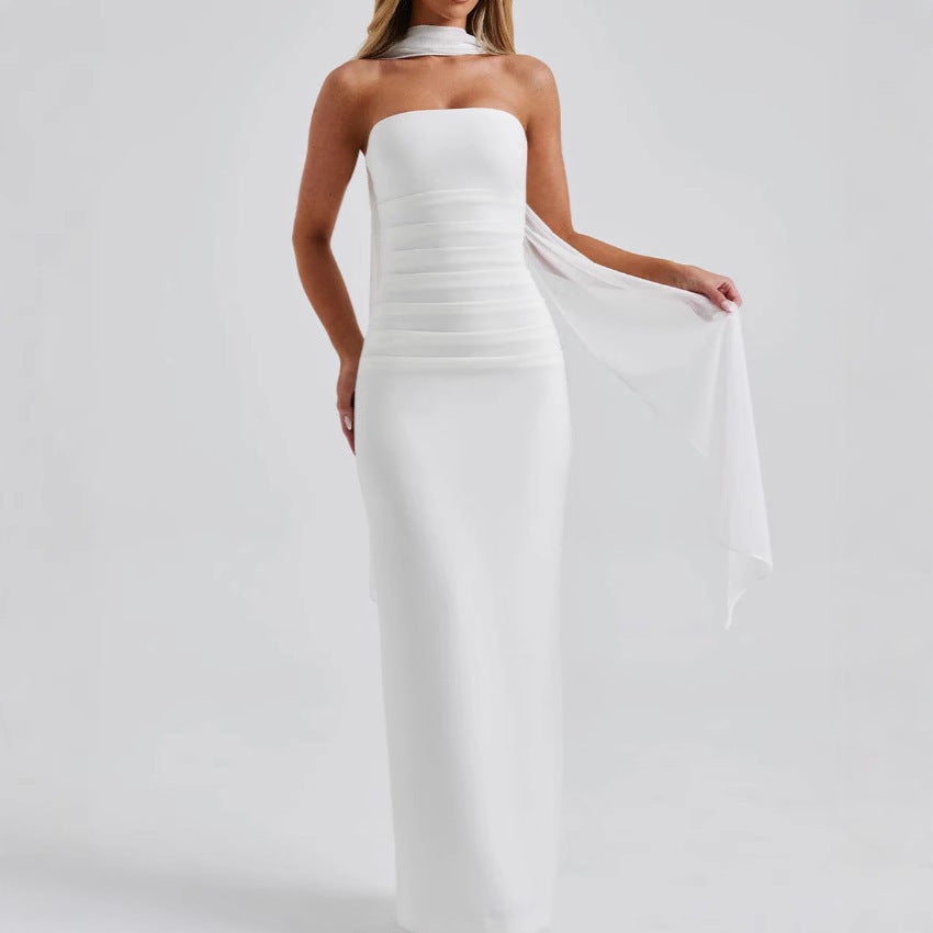 Kleid mit Schal-Bandeau
