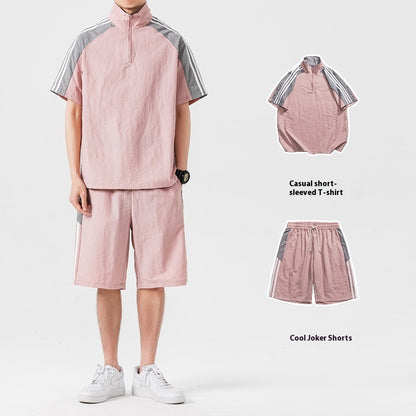 Japanese style retro leisure suit with sports shorts
