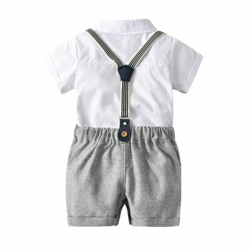 Baby Kleidung Trägerhose Anzug Kurzarm Baumwoll-Gentleman Jacke Trendy