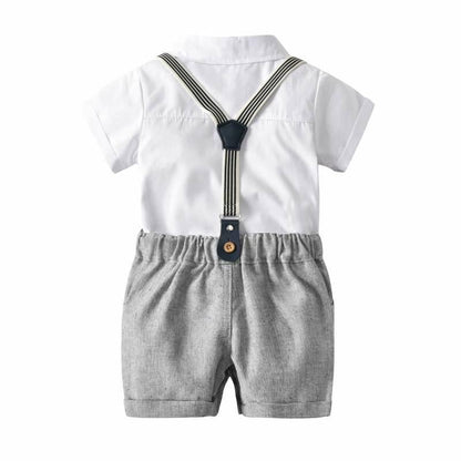 Baby Kleidung Trägerhose Anzug Kurzarm Baumwoll-Gentleman Jacke Trendy