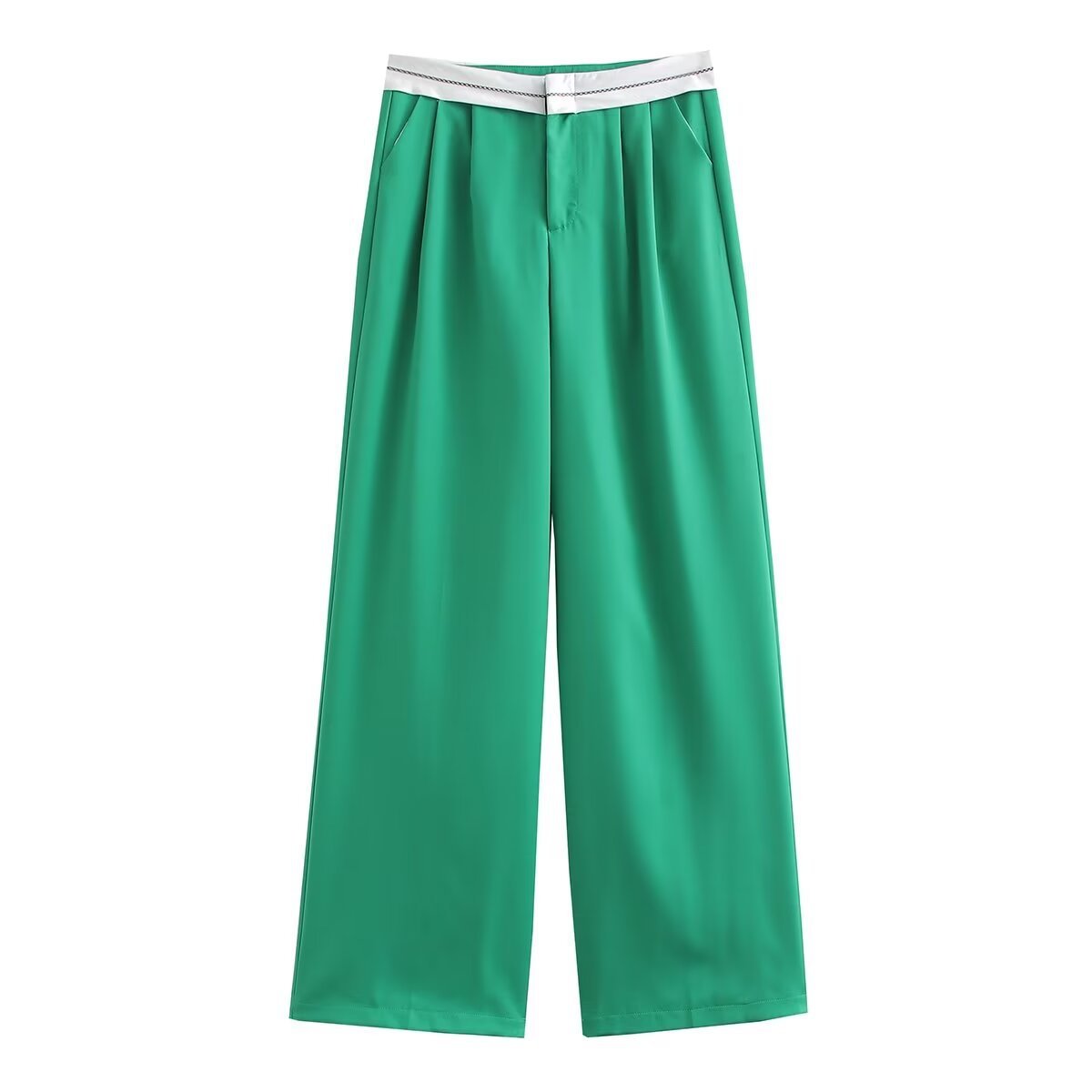 Mehrfarbige High Waist Gerade Hose in Uni- und Kontrastfarben, Lässig