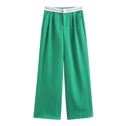 Mehrfarbige High Waist Gerade Hose in Uni- und Kontrastfarben, Lässig