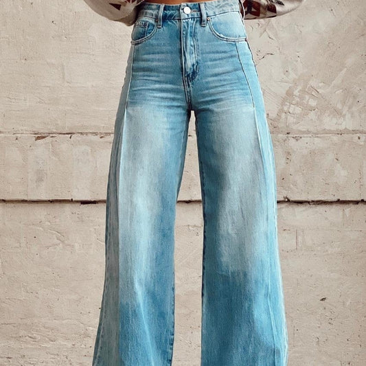 Hose mit weitem Bein Thermotransfer-Schlaghose Simulation Denim-Hose