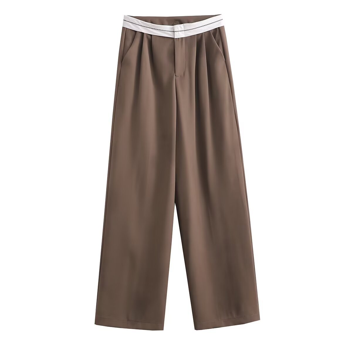 Mehrfarbige High Waist Gerade Hose in Uni- und Kontrastfarben, Lässig