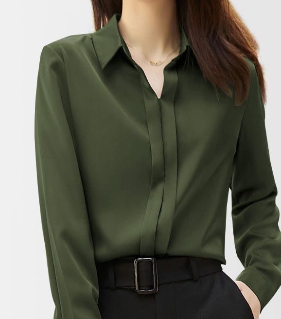 spring-chic commuter satin shirt