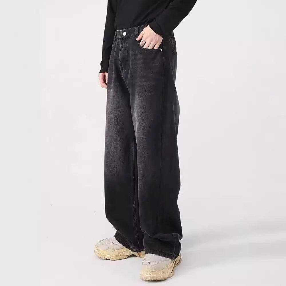 Graue Plus-Size lockere gerade Hose