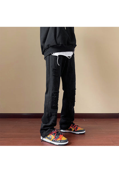 Gefälschte, zerrissene Jeans, schlanke, gerade Bootcut-Hosen für Herren