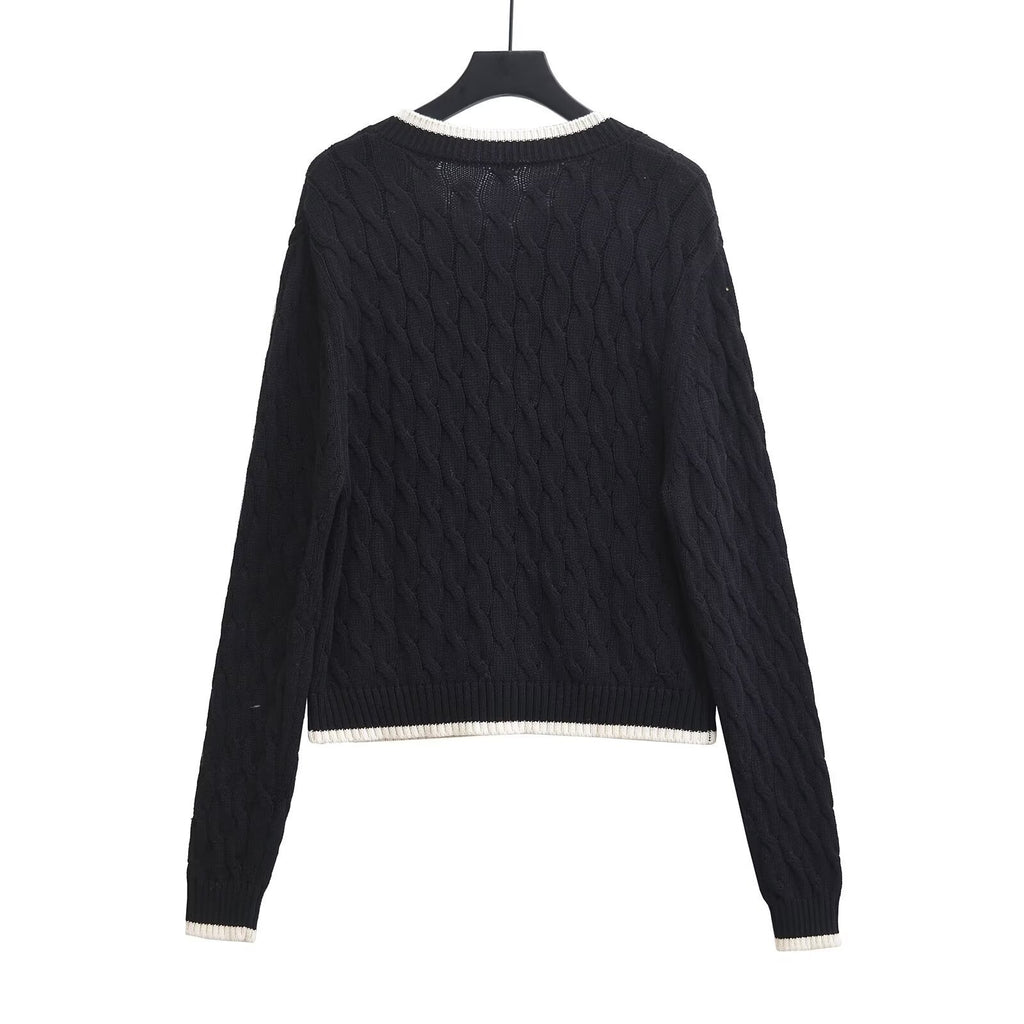 Damen Langarm Knopf Gedrehte Strickjacke