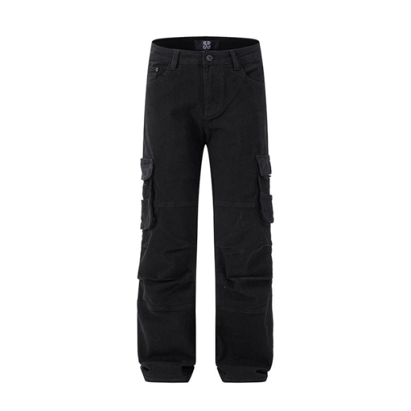 Multi-Taschen Arbeitsjeans Herren lockere Hose in großer Größe