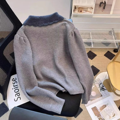 Modischer Schlichter Knopfleisten-Kragen Kurzpullover