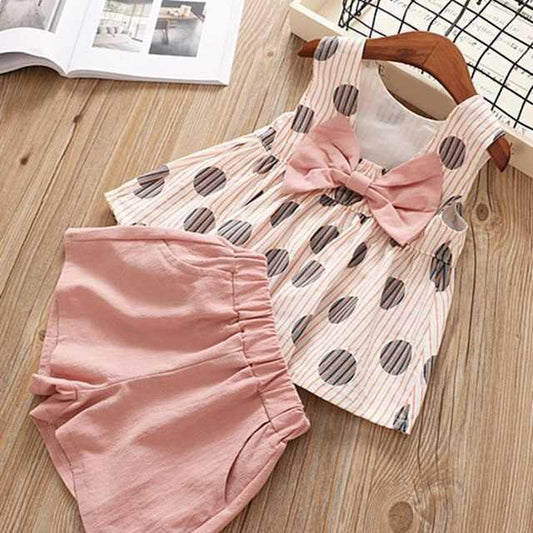 Sommer Kinderkleidung Großes Schleifen T-Shirt Shorts Kleidung Set