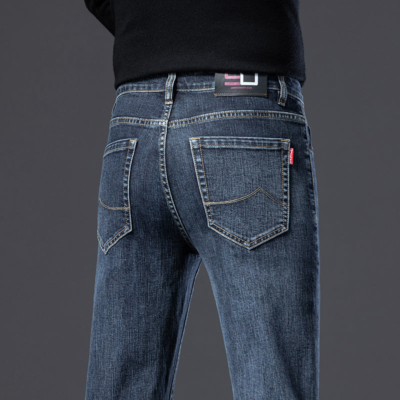 Herren-Jeans mit Fleece-Futter – Gerade, schlank, elastisch und wärmeisolierend