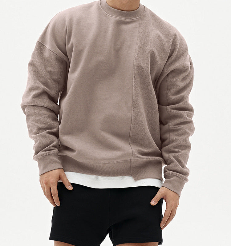 Einfarbiger Rundhals-Pullover im koreanischen Stil, Modemarke, locker geschnitten
