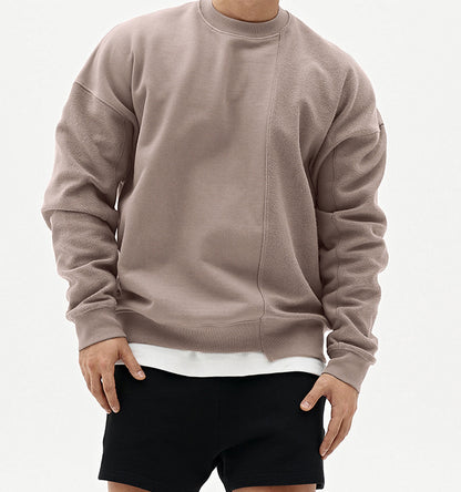 Einfarbiger Rundhals-Pullover im koreanischen Stil, Modemarke, locker geschnitten