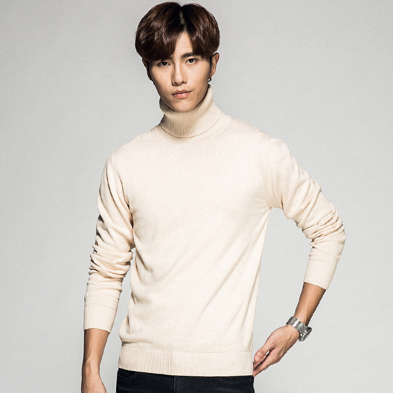 Einfarbiger Langarm-Rollkragenpullover, Herren-Basic-Sweater