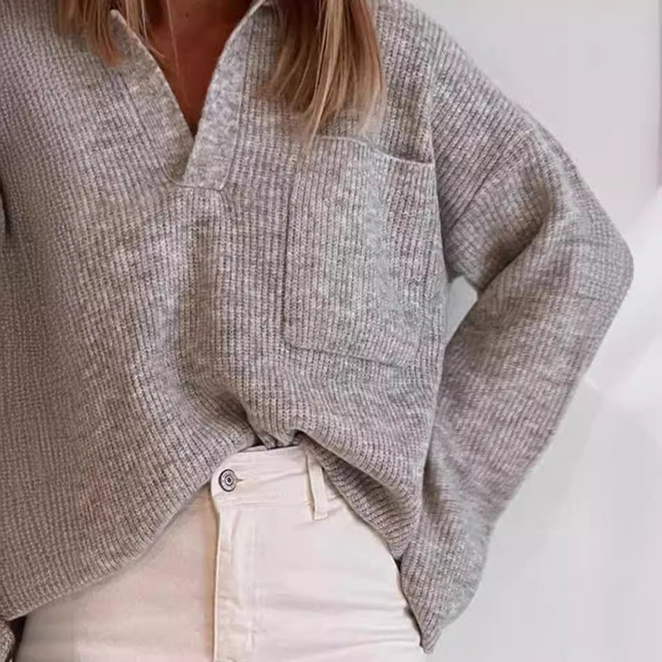 Freizeit Lockerer Einfarbiger Pullover