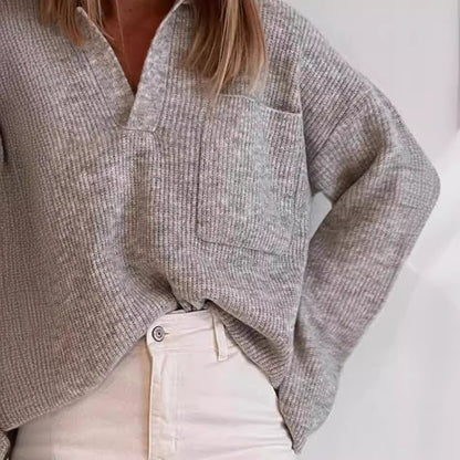 Freizeit Lockerer Einfarbiger Pullover