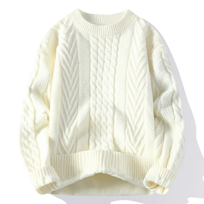 Europäischer und amerikanischer mehrfarbiger Zopfmuster-Pullover