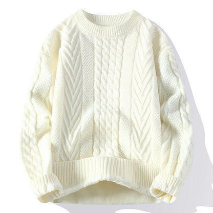 Europäischer und amerikanischer mehrfarbiger Zopfmuster-Pullover