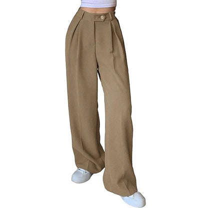 Damen Casual Locker Geschnittene Gerade Anzughose mit Weitem Bein