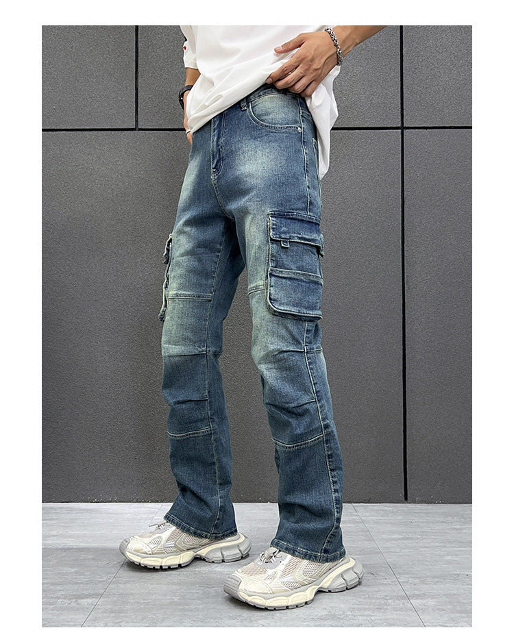 Multi-Taschen Arbeitsjeans Herren lockere Hose in großer Größe