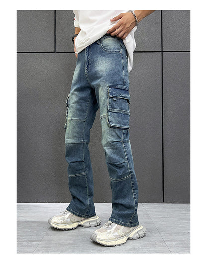 Multi-Taschen Arbeitsjeans Herren lockere Hose in großer Größe