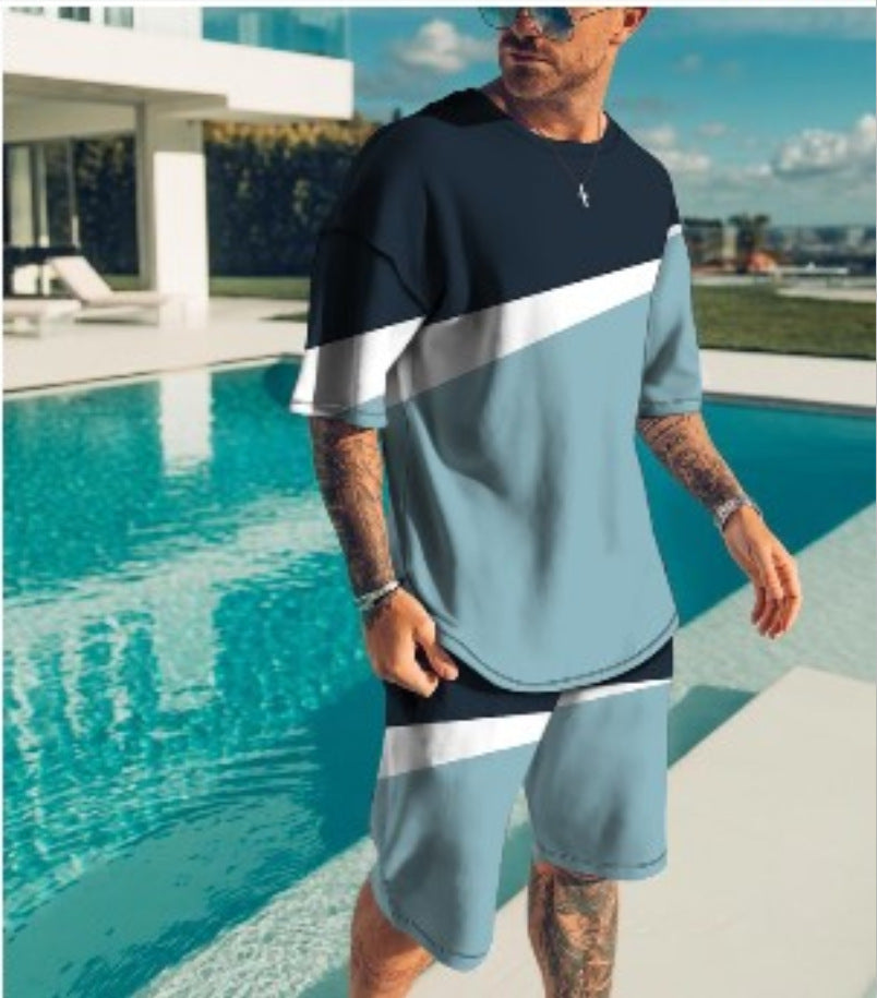 Men Trendy Casual Beach Style Texture 3D Digital Suit