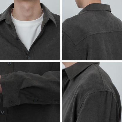 Loses einfarbiges Langarm-Shirt für Männer