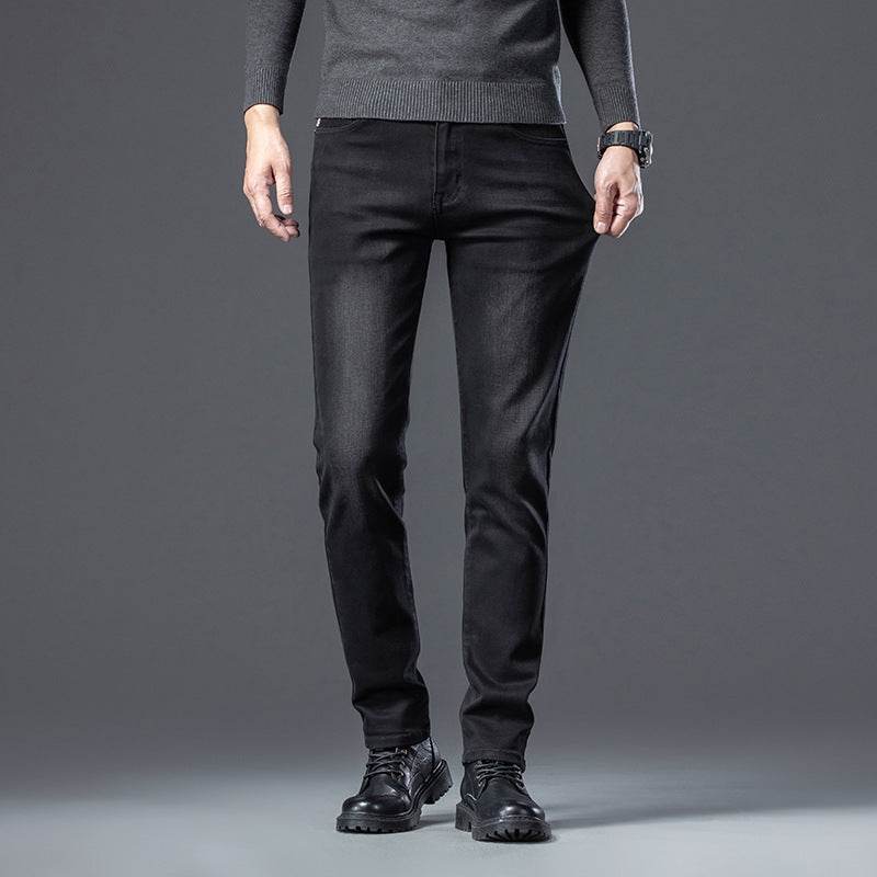 Herren-Jeans mit Fleece-Futter – Gerade, schlank, elastisch und wärmeisolierend