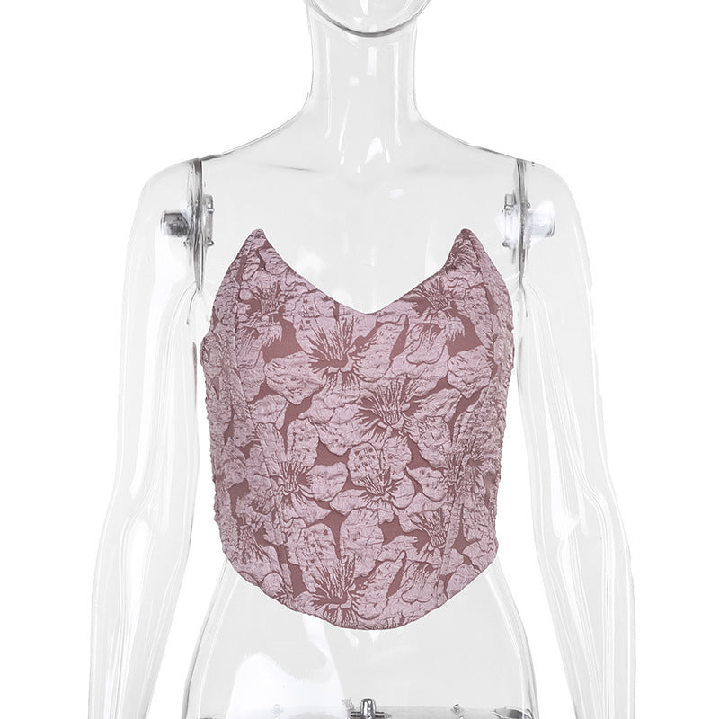Modisches Sommer-Tube-Top für Damen mit Jacquard-Muster und Taillenbetonung
