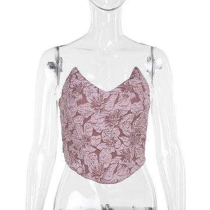 Modisches Sommer-Tube-Top für Damen mit Jacquard-Muster und Taillenbetonung