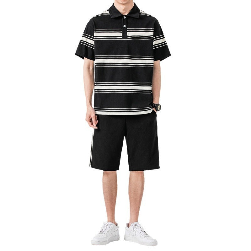Summer suit two-piece with short sleeve and shorts for sports