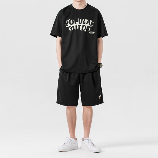 Sports suit summer two-piece with short sleeve and shorts in casual style