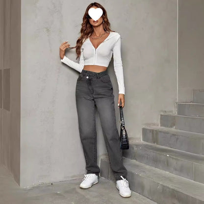 Modische Lässig-Sitzende High-Waist Jeans mit Schlankeffekt