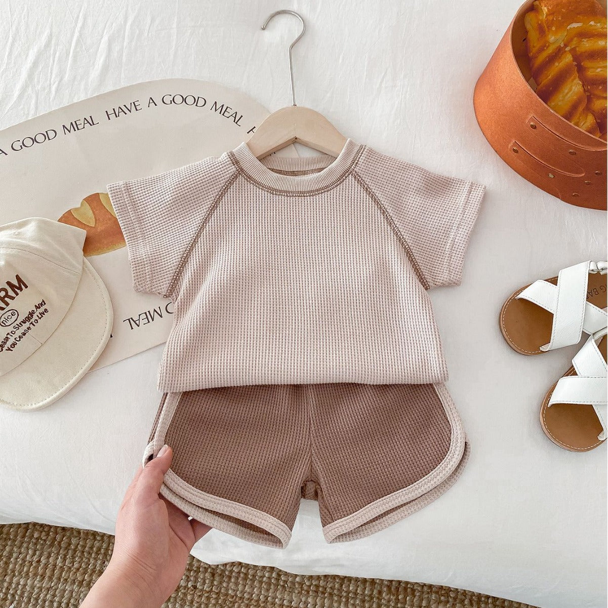 Kleidung für Babys Sommer Unisex Baby Kurzarm Outfit Oberteil und Shorts