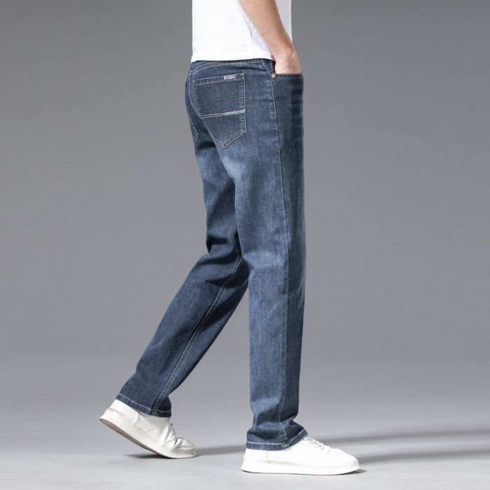 Herren Jeans locker gerade Plus-Size Hose mit mittelhohem Bund