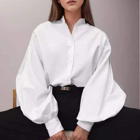 Damen-Shirt mit Design-Akzent und Laternenärmeln – Exklusive Mode